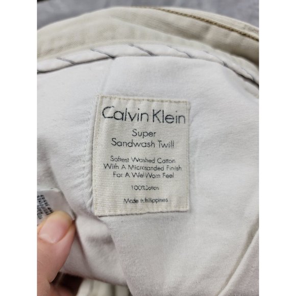 Calvin Klein Khaki Chino Flat Front‎ Super Sandwash Twill pants beige 36x28 - Picture 4 of 7